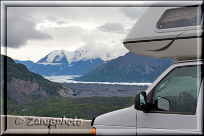 Glenn Highway, Matanuska Glacier vom Highway aus gesehen