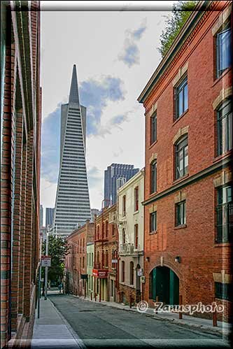 San Francisco, ein Blick nach links zeigt uns die Trans America Pyramid