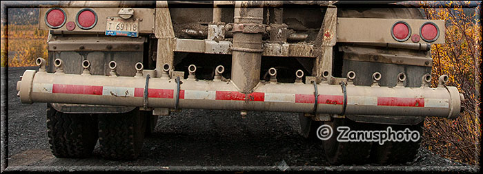 Vergrösserte Ansicht der Wasserauslässe am Heck des Tankwagen