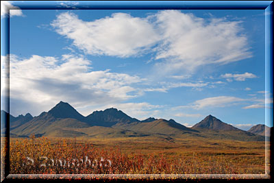 Alaska, schöner Blick vom Denaly Highway auf die umliegenden Berge