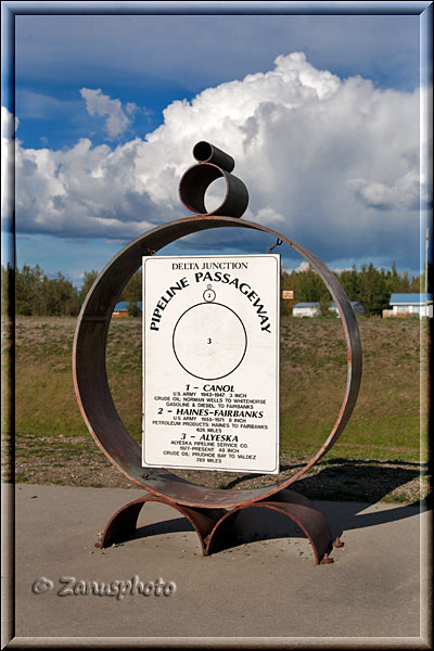 Dimensionen der Alaska Pipeline an Ausstellstücken