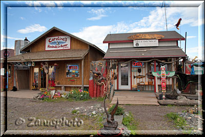 Homer Spit, Kaufshops im Uferbereich der Town