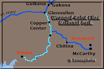 Alaska, Road Map Ausschnitt des Richardson Highway
