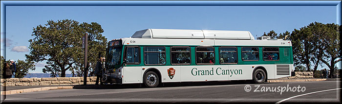 Bus Stop befindet sich am West Rim Trail des Grand Canyon