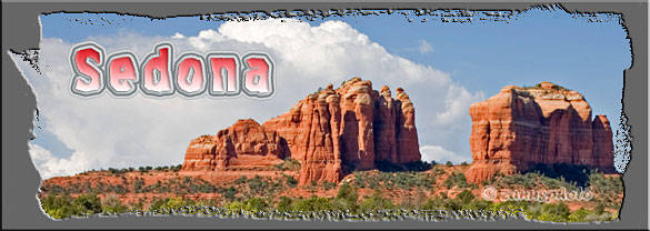 Sedona, umringt von roten Bergen Titelbild der Webseite Sedona