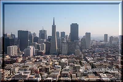 San Francisco 2, wir schauen auf die Skyline, zum Financial District und zur Trans America Pyramid