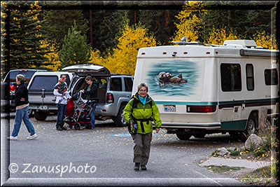 Maroon Bells Lake, auf dem Parkplatz gibt es noch einige Plätze für Besucher