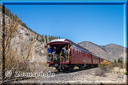 Silverton, am Ende des Zuges befinden sich rote Wagons der höheren Preisklasse