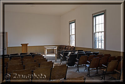 Schmuckloser Raum in der Church von Ghosttown Bannack