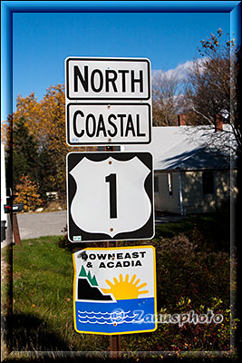 New England - Maine, Hinweistafel zum Highway Nummer eins