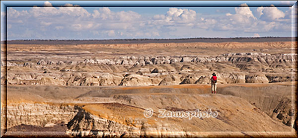 Der Wanderer schaut in die weite Landschaft von Ah-Shi-Sle-Pah