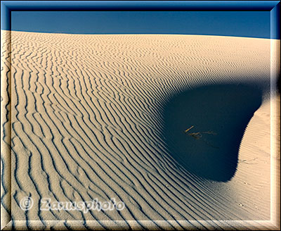 White Sands Area, im Schatten liegendes Sanddünental