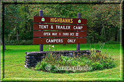 Hinweistafel zum Highbanks Campground