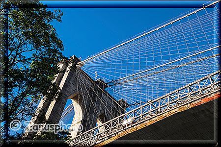 New York City - Brooklyn, einen Brückenpfeiler von unten gesehen