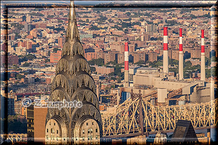 New York City - Empire State Building, Crysler Building mit Queensborrow Bridge in Queens