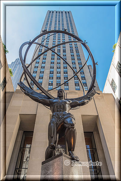 New York City - Rockefeller Center, Atlas Statue vor dem Rockefeller Tower