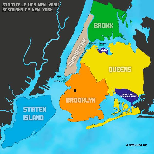 Karte der fünf New York City Boroughs