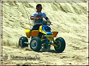 Buggy düst durch das Sandmeer