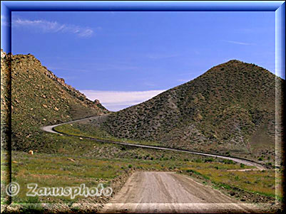 Zwischen schönen Hügeln verläuft die Strecke der Cottonwood Road