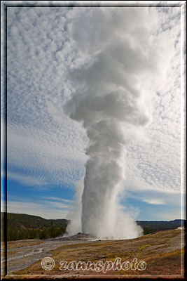 Old Faithful Geyser gegen Ende der Eruption