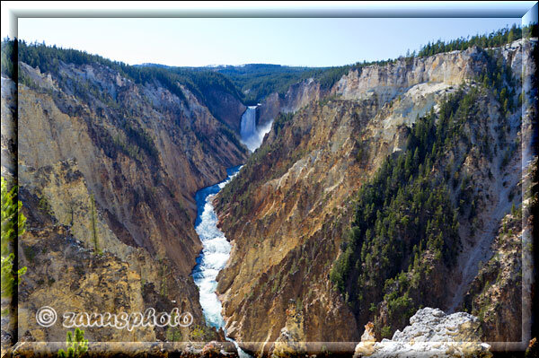 Grand Canyon, vom Artist Point blicken wir auf den Grand Canyon of Yellowstone und den Lower Falls