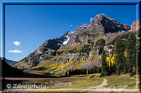 Maroon Bells Lake, wir stehen gerade am Rand des Crater Lakes