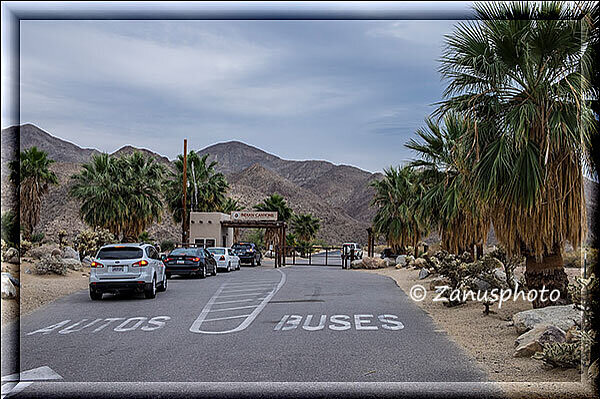 Palm Canyon, wir stehen an der Entrance Station diese Canyons