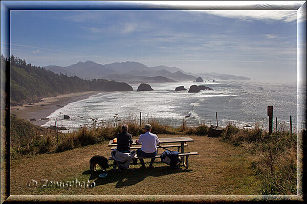 Cannon Beach, noch eine Ansicht aus dem Ecola State Park auf die Cannon Beach 