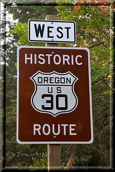 Columbia Gorge, Hinweisschild auf die Historic Route Oregon-US-30