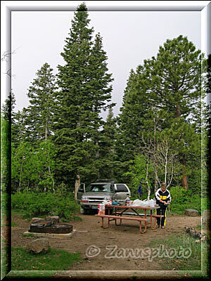 Kolob Terrace, unsere Campsite am nächsten Morgen wo es gleich Frühstück gibt
