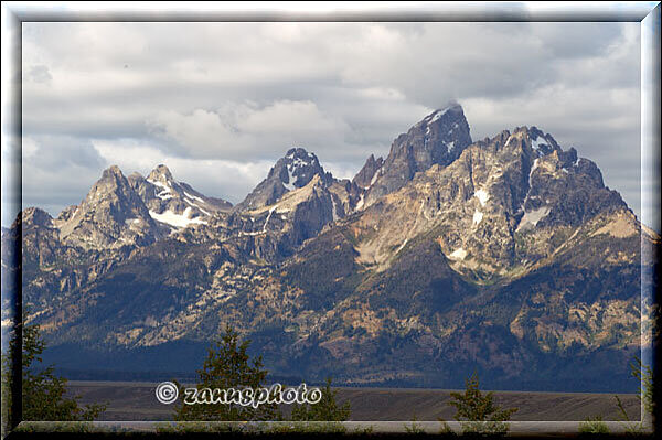 Grand Teton, die Grand Teton Range am Nachmittag gesehen